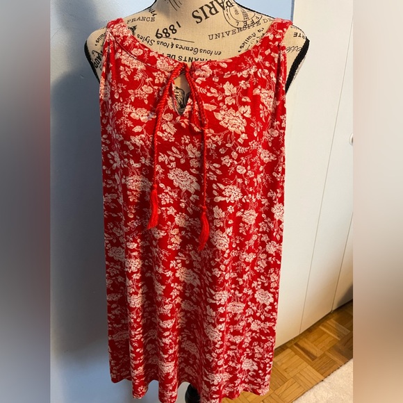 2 X 12 Vintage Red Floral Hibiscus Tropical Blouse - Picture 3 of 7